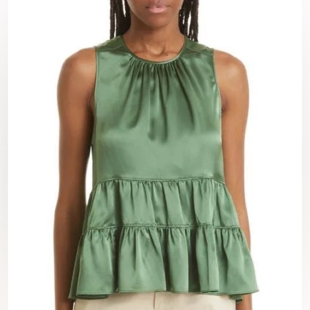 Cinq A Sept Tops Cinq A Sept Sleeveless Shari Top Green 100 % Silk
